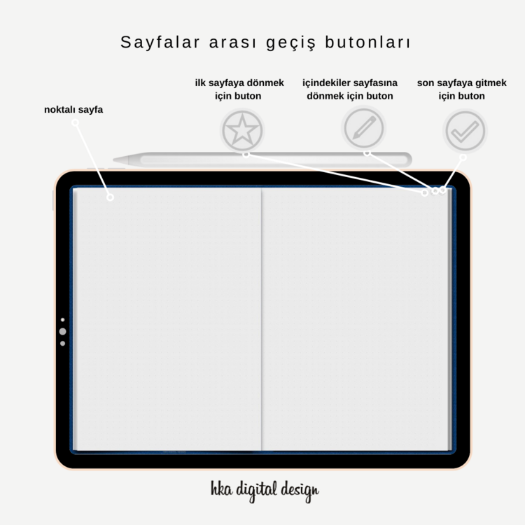 30 Tıklanabilir Bölmeli Beyaz Sayfalı Noktalı Defter