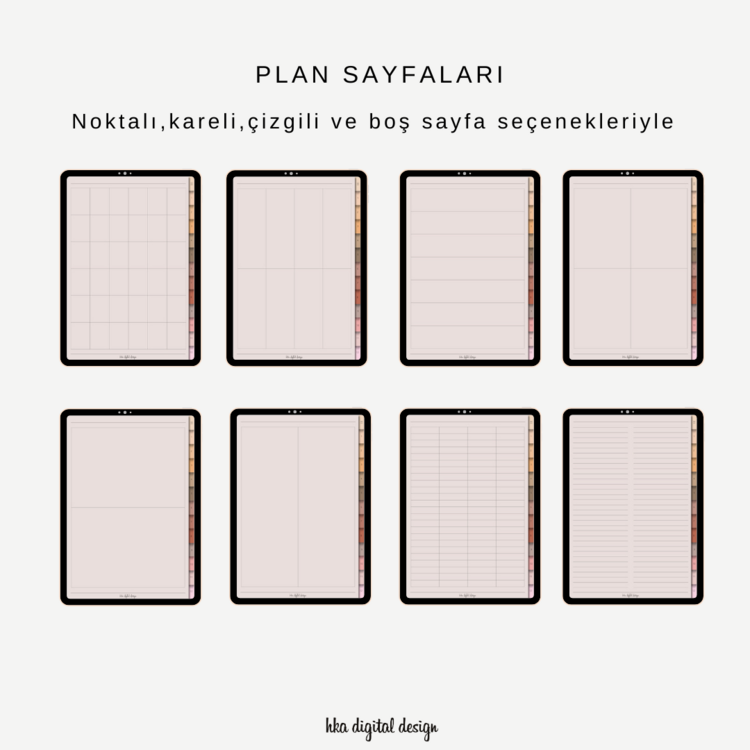 12 Bölmeli 24 Şablonlu (Göz Yormayan Renk) Defter