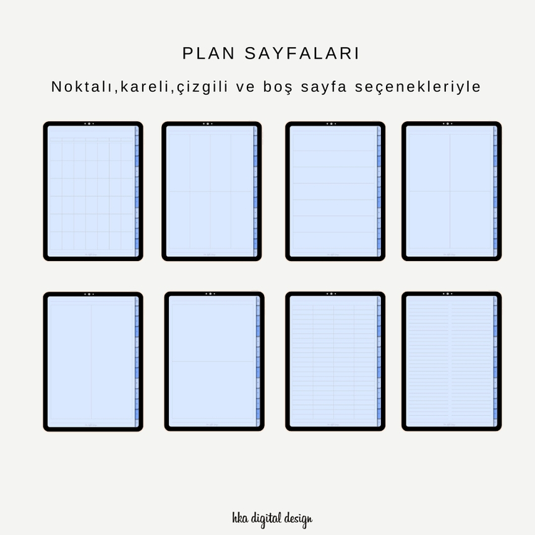 12 Bölmeli 26 Şablonlu Mavi Sayfalı Defter
