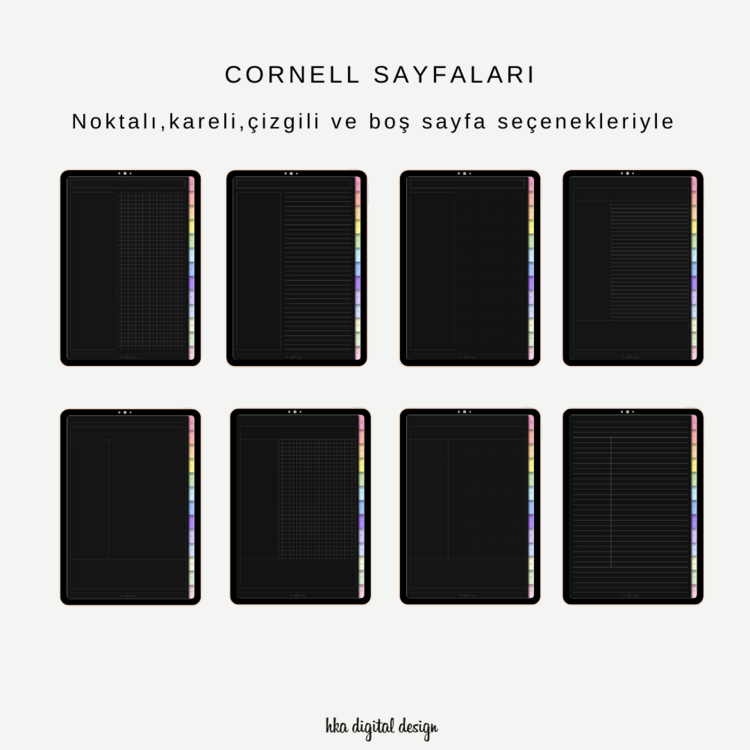 12 Bölmeli 24 Şablonlu Siyah Sayfalı Defter