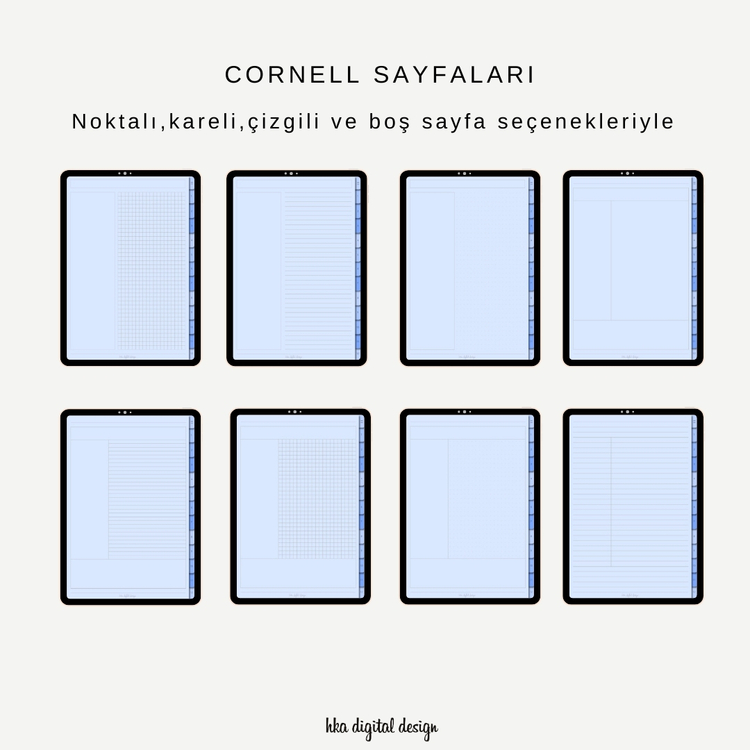12 Bölmeli 26 Şablonlu Mavi Sayfalı Defter