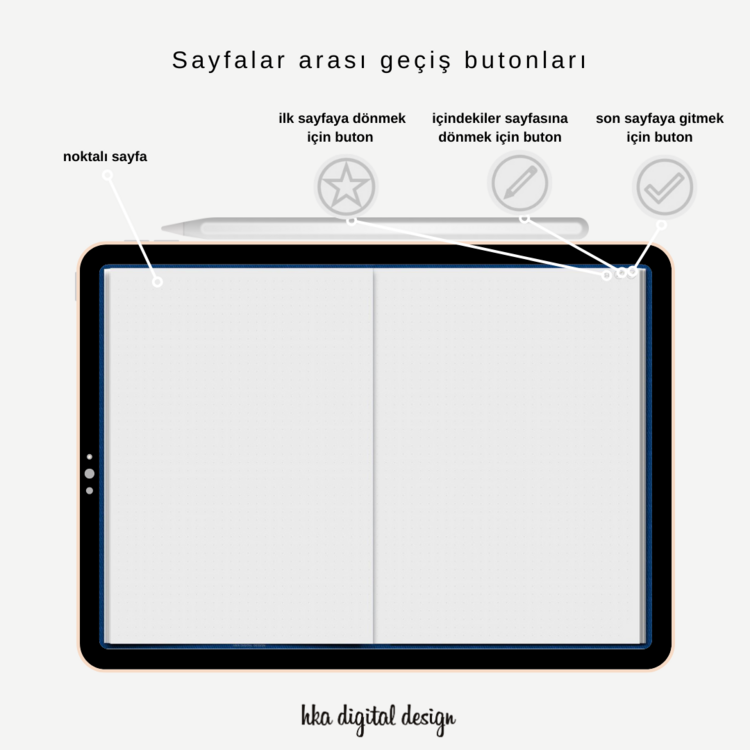 120 Tıklanabilir Bölmeli Mavi Sayfalı Noktalı Defter