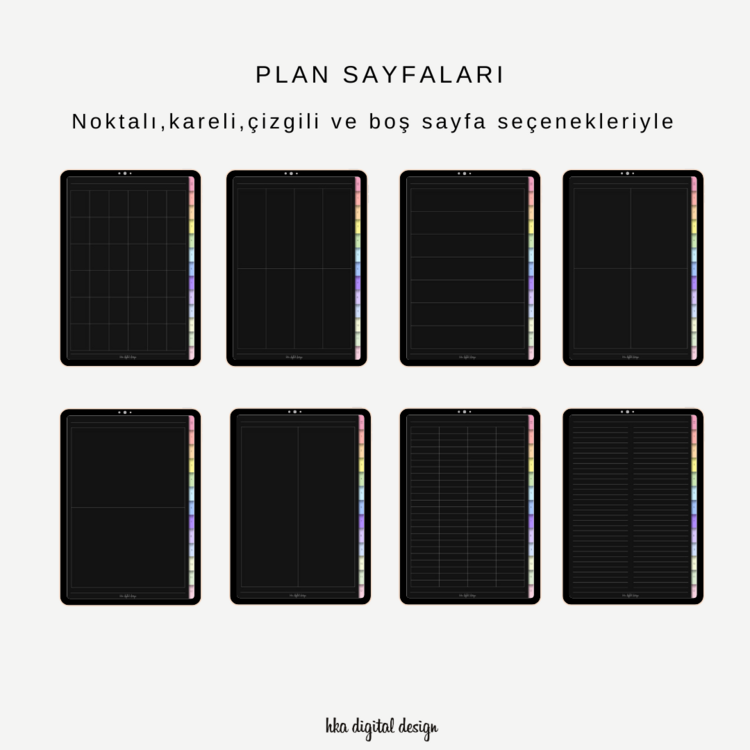 12 Bölmeli 24 Şablonlu Siyah Sayfalı Defter