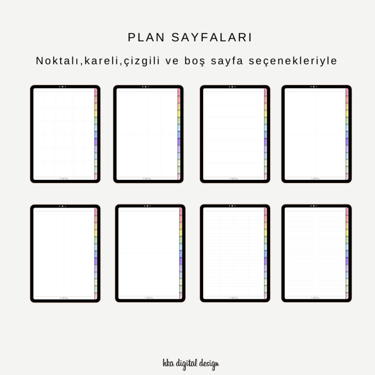 12 Bölmeli 24 Şablonlu Beyaz Sayfalı Defter