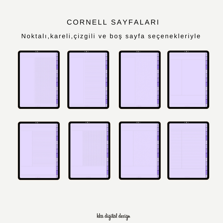 12 Bölmeli 26 Şablonlu Lila Sayfalı Defter