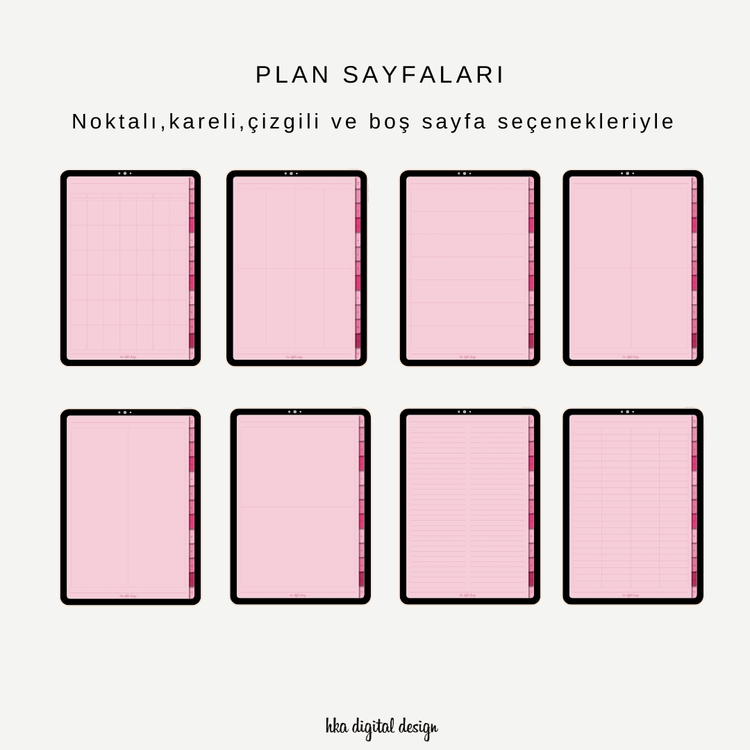 12 Bölmeli 26 Şablonlu Pembe Sayfalı Defter