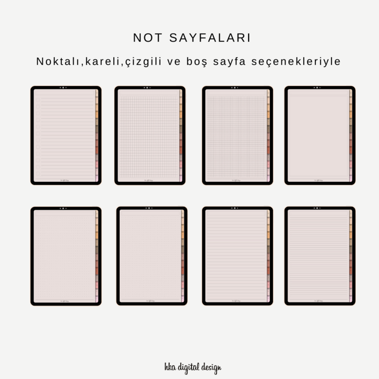 12 Bölmeli 24 Şablonlu (Göz Yormayan Renk) Defter