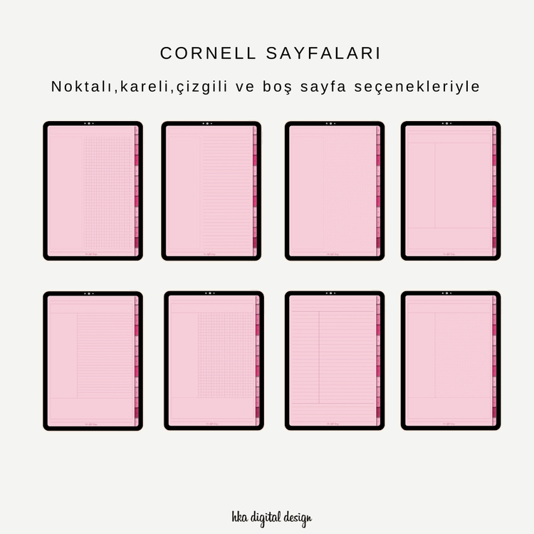 12 Bölmeli 26 Şablonlu Pembe Sayfalı Defter