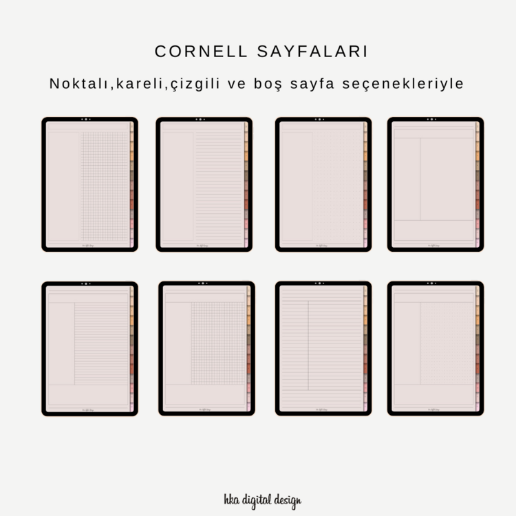 12 Bölmeli 24 Şablonlu (Göz Yormayan Renk) Defter