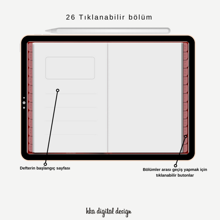Tıklanabilir Alfabetik Bölmeli Dijital Sözlük Defteri