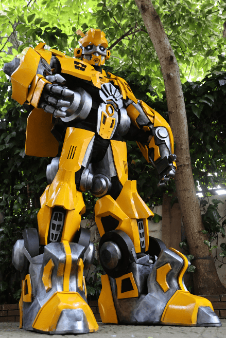 Detailed Yellow Cyber Guardian Mecha Suit