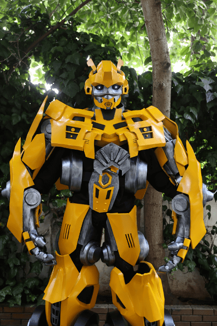 Detailed Yellow Cyber Guardian Mecha Suit