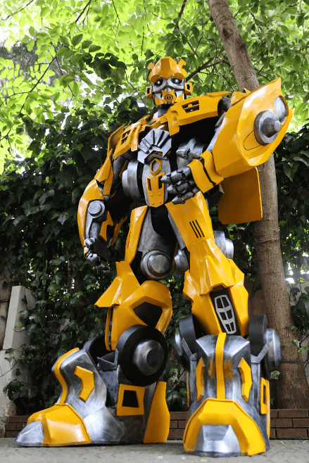 Detailed Yellow Cyber Guardian Mecha Suit