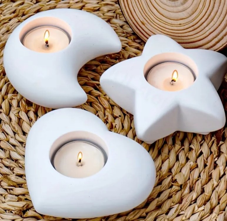 3 ' Lü Ay Yıldız Kalp tealight mumluk
