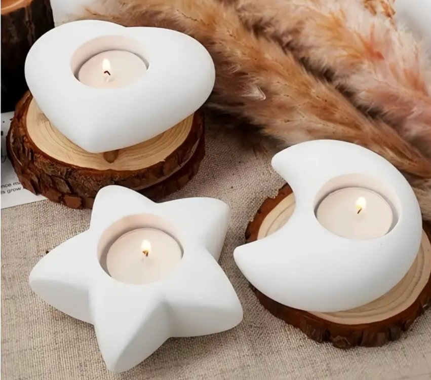 3 ' Lü Ay Yıldız Kalp tealight mumluk