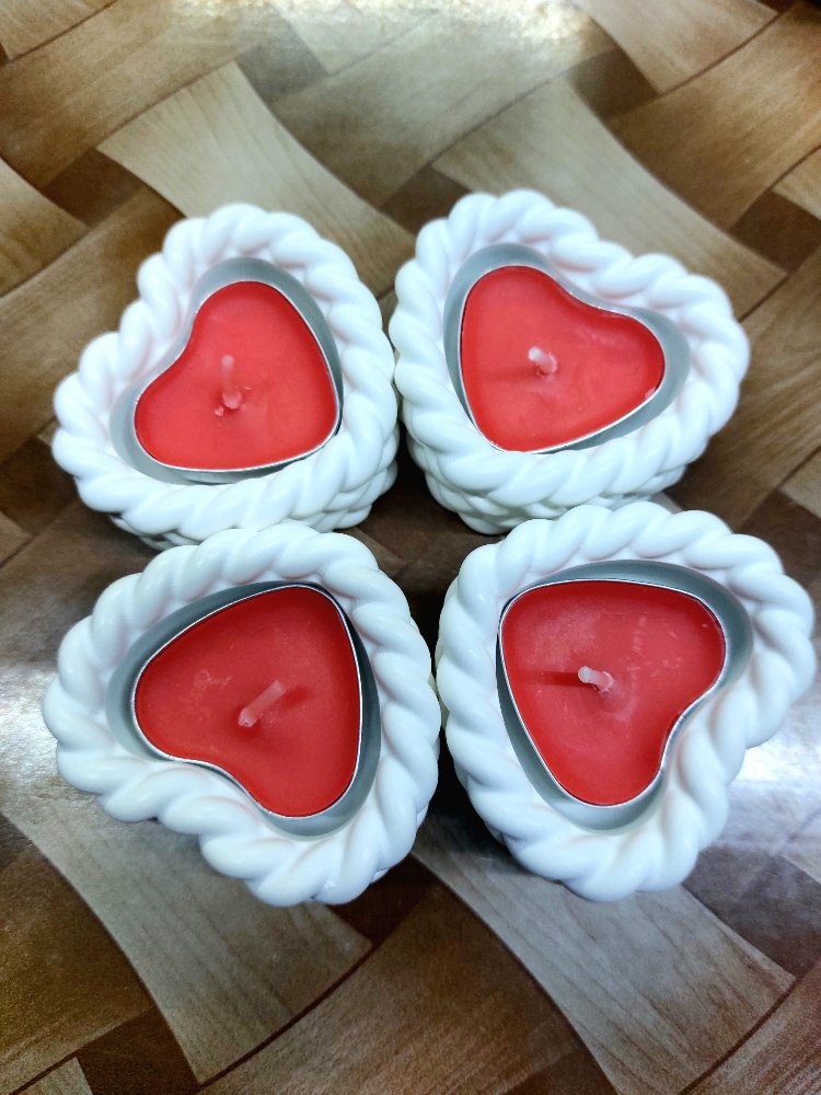 Örgülü kalp tealight mumluk