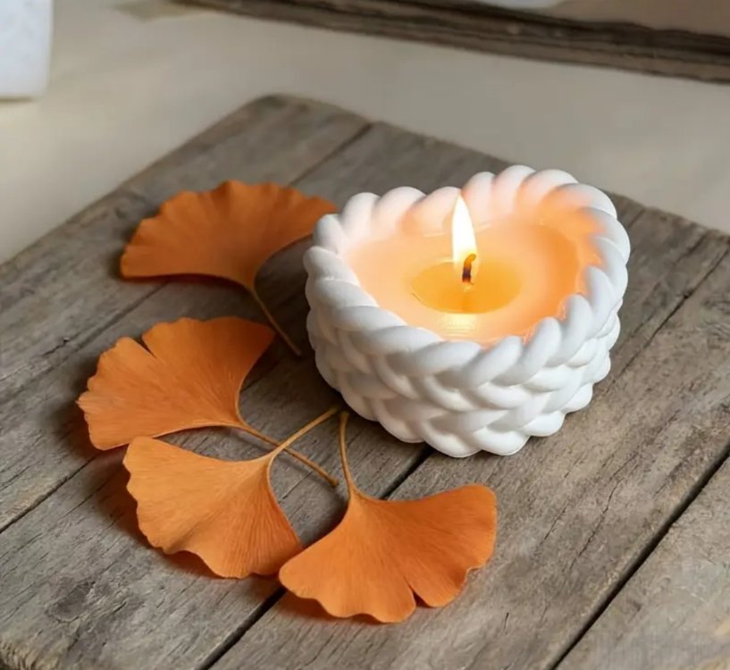 Örgülü kalp tealight mumluk
