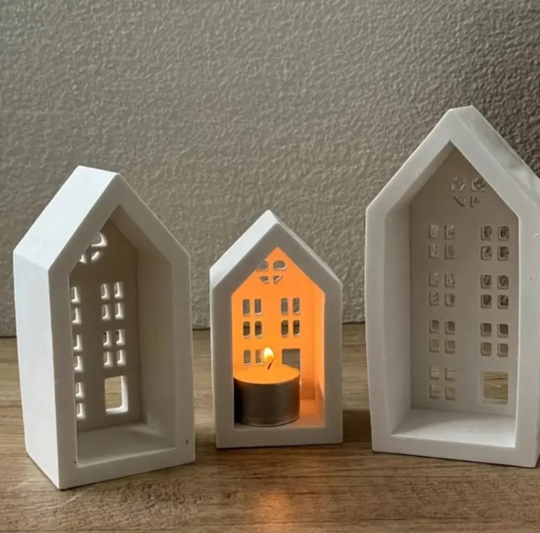 Büyük boy ev tealight mum evleri