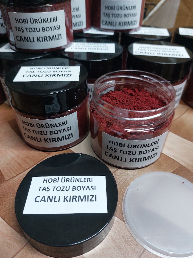 YENİ CANLI KIRMIZI TAŞ TOZU BOYASI
