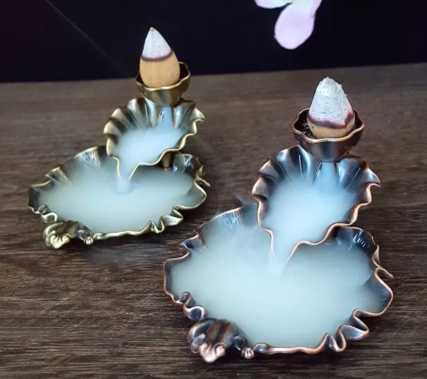 2 Adet Lotus Yaprağı Metal Geri Akış Tütsülük 