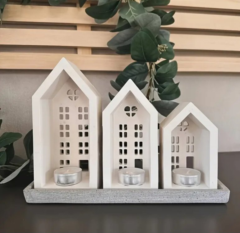 Büyük boy ev tealight mum evleri