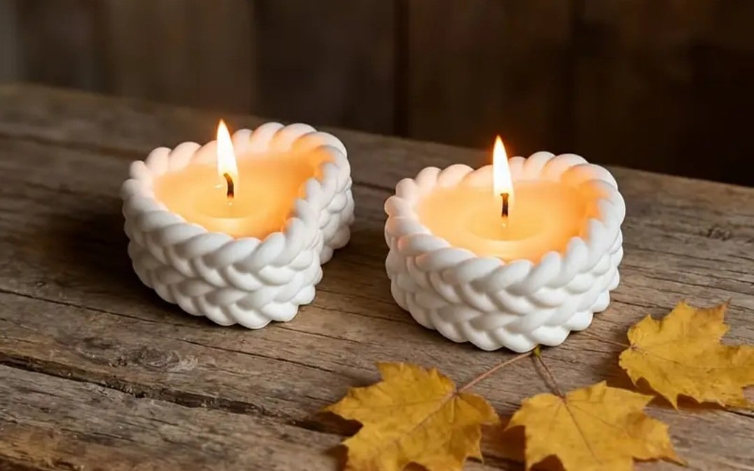 Örgülü kalp tealight mumluk