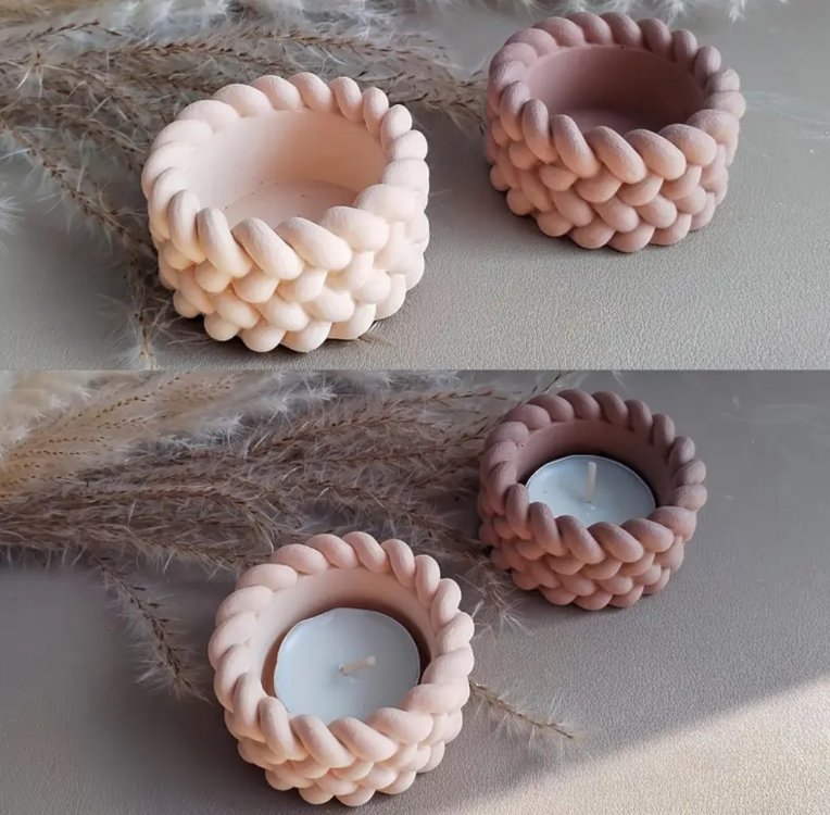 Örgülü Yuvarlak tealight mumluk
