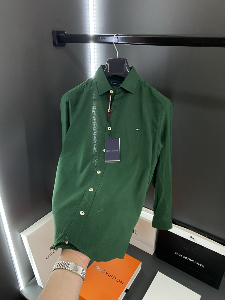 TOMMY KETEN GÖMLEK YEŞİL 