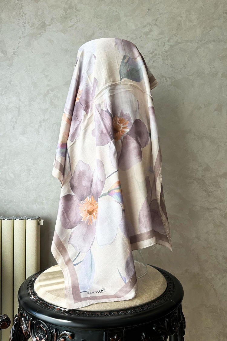 YASEMİN DESEN SOFT LİLA BAMBU KRAŞ ŞAL