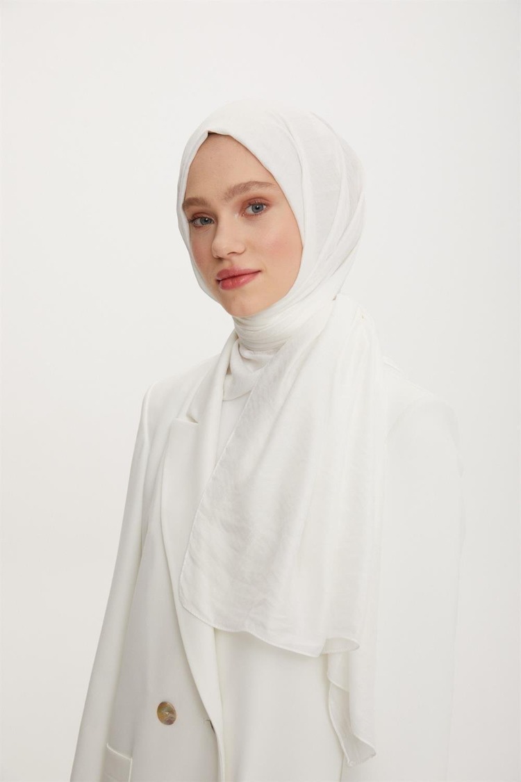 ARMİNE TREND OUTLET BEYAZ ORGANİK KOTON ŞAL
