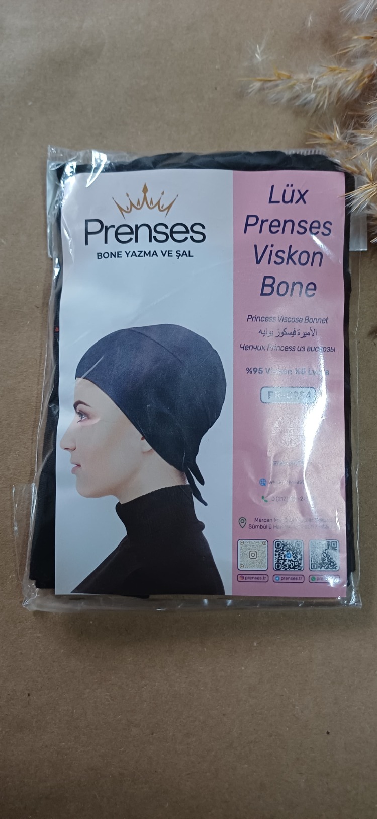LÜX PRENSES SİYAH VİSKON BONE