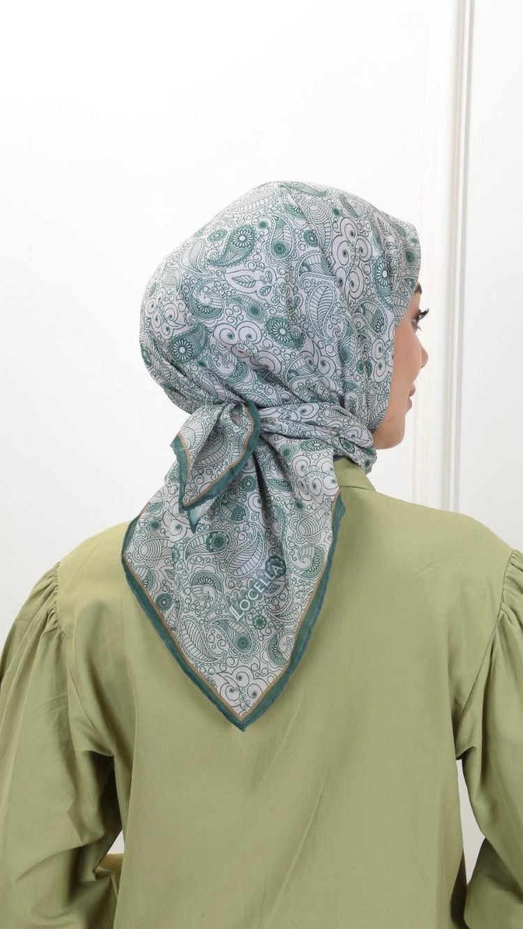 LOCELLA PAMUK VUAL CANLI YEŞİL EŞARP