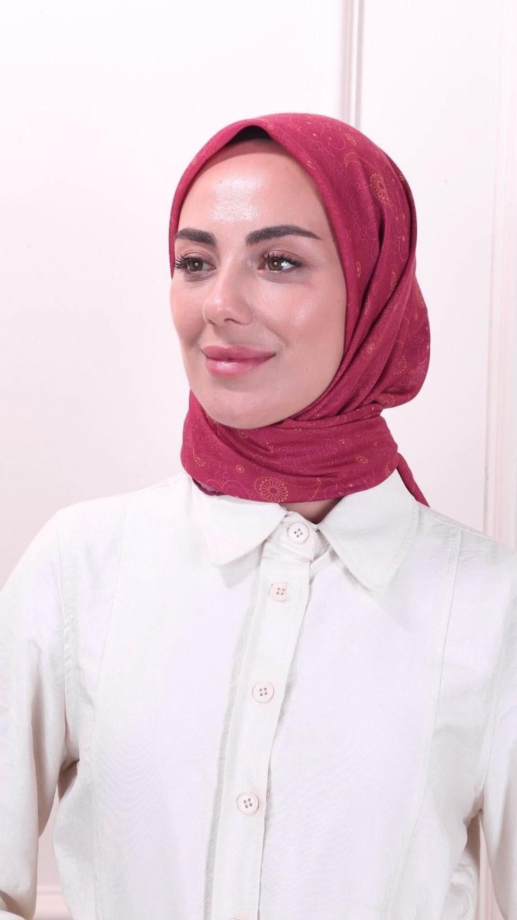LOCELLA PAMUK VUAL ÇİLEK KIRMIZISI EŞARP