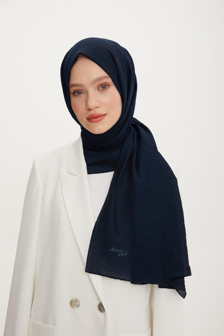 ARMİNE TREND OUTLET LACİVERT ORGANİK KOTON ŞAL