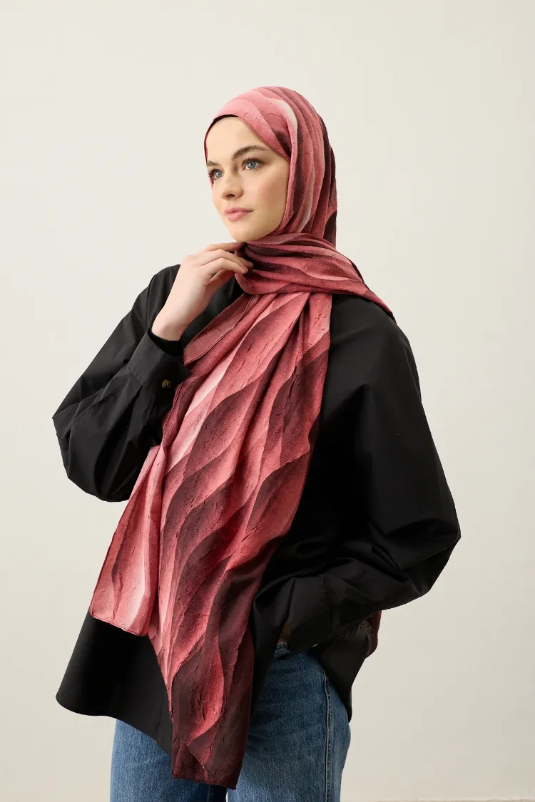 KUMUL DEGRADE DESEN BORDO ŞAL
