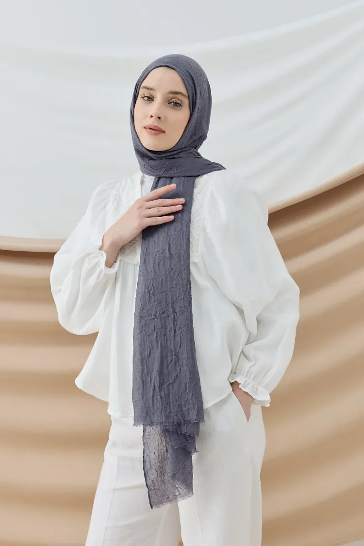 DÜZ BAMBU KRAŞ KOYU GRİ ŞAL