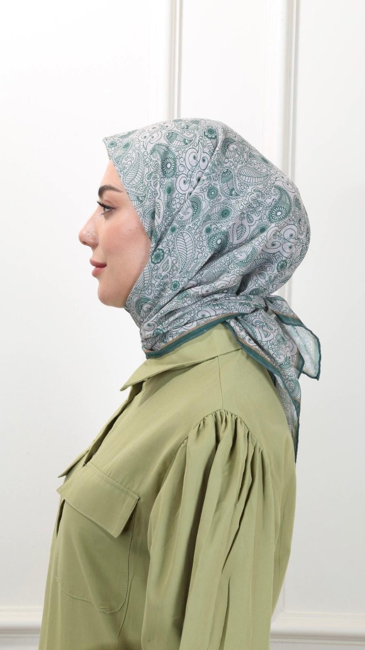 LOCELLA PAMUK VUAL CANLI YEŞİL EŞARP