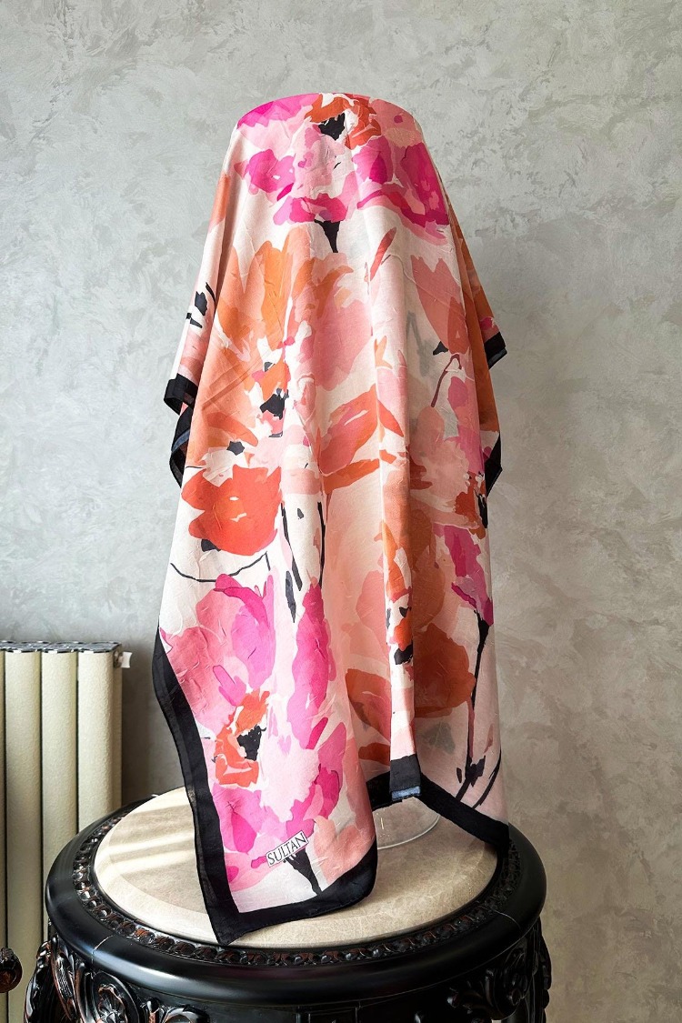 GİZEM DESEN MERCAN PEMBE BAMBU KRAŞ ŞAL