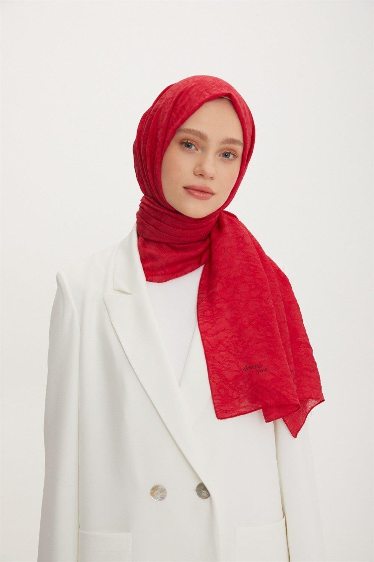 ARMİNE TREND OUTLET KIRMIZI ORGANİK KOTON ŞAL