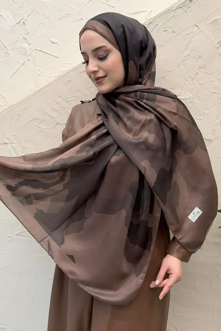 SOYUT DESEN VUAL SOFT KAHVERENGİ ŞAL