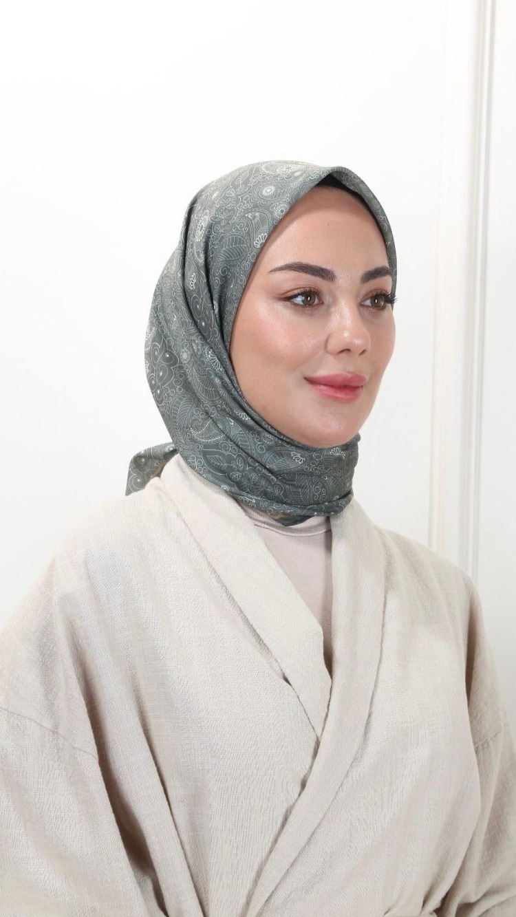 LOCELLA PAMUK VUAL HAKİ YEŞİL EŞARP