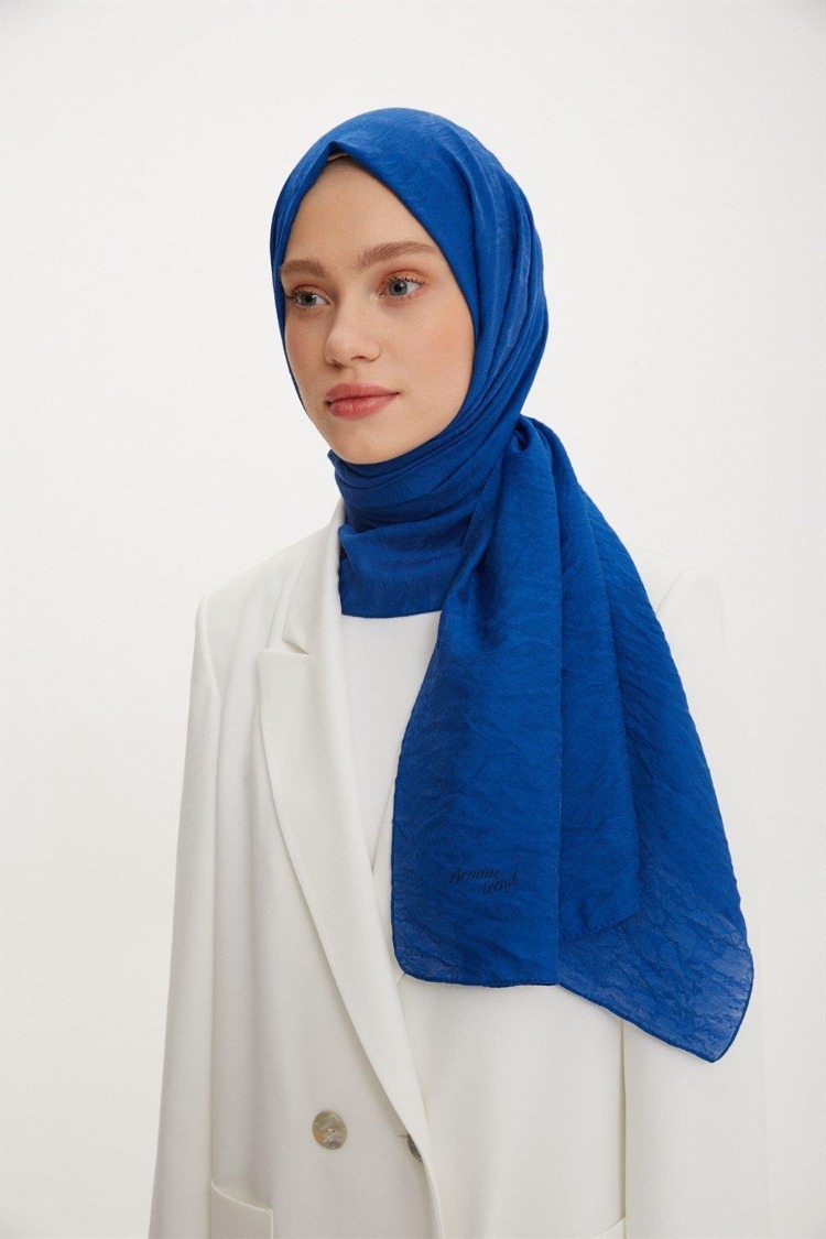ARMİNE TREND OUTLET SAKS MAVİ ORGANİK KOTON ŞAL