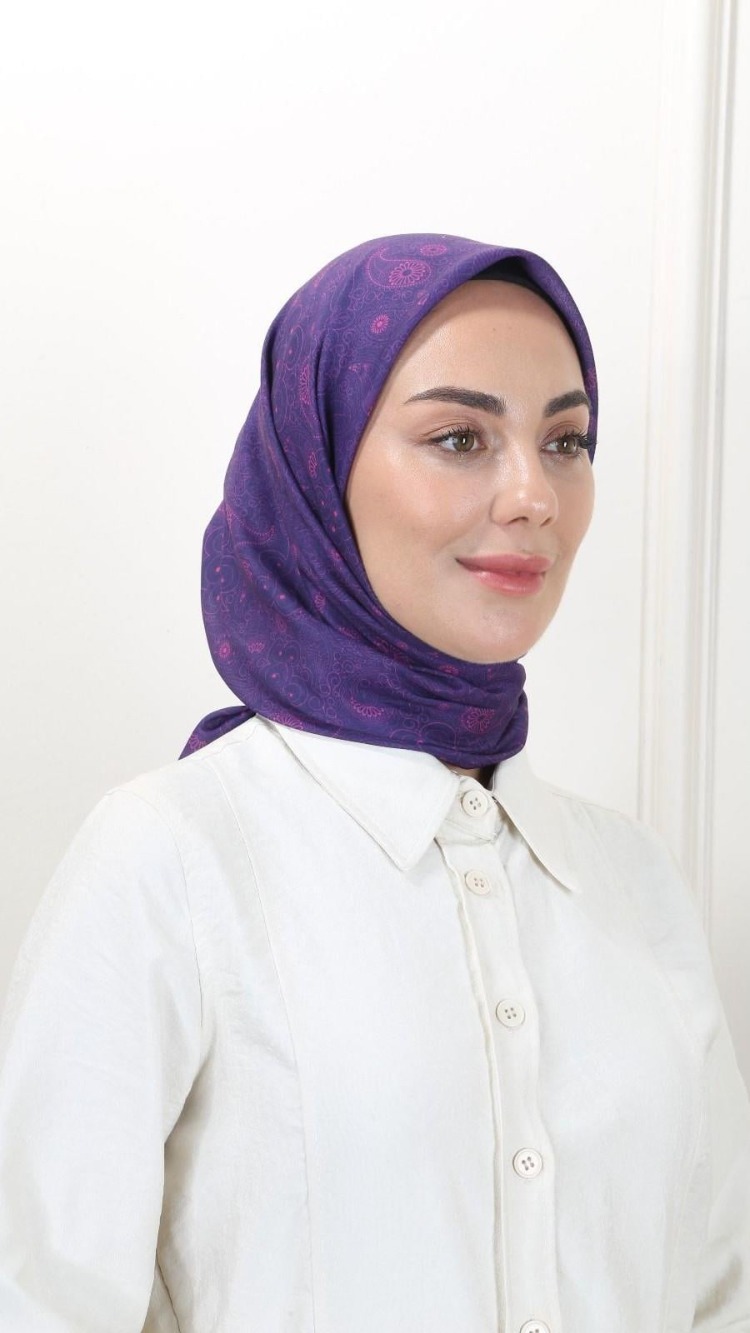 LOCELLA PAMUK VUAL CANLI MOR EŞARP