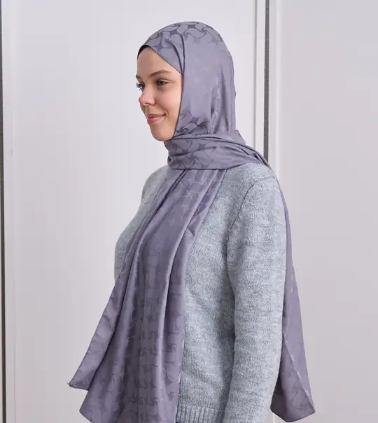 KIVRIM DESEN İPEKSİ JAKAR KOYU GRİ ŞAL