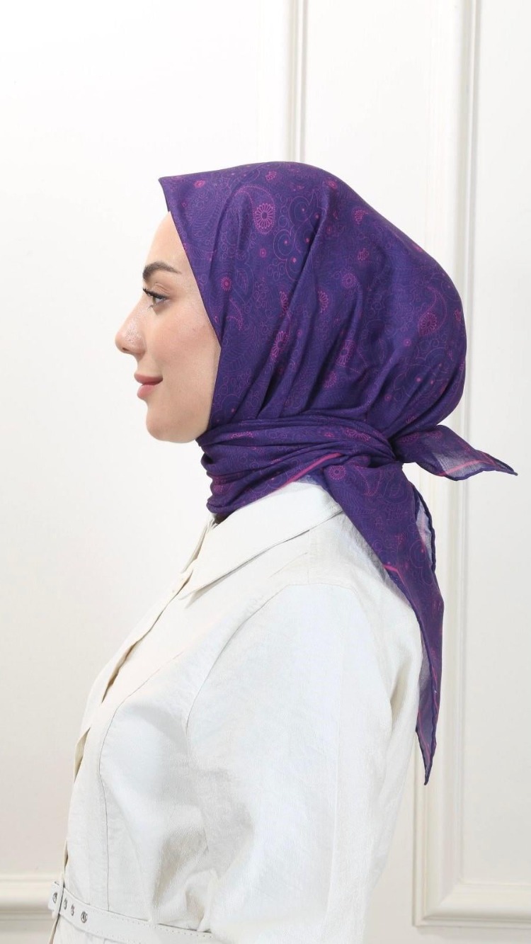 LOCELLA PAMUK VUAL CANLI MOR EŞARP