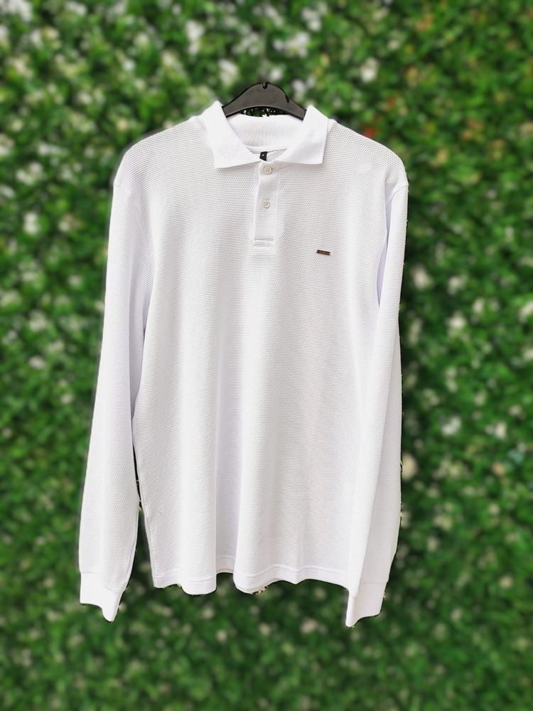 PETEK DESEN PAMUKLU POLO YAKA UZUN KOL SWEATSHIRT