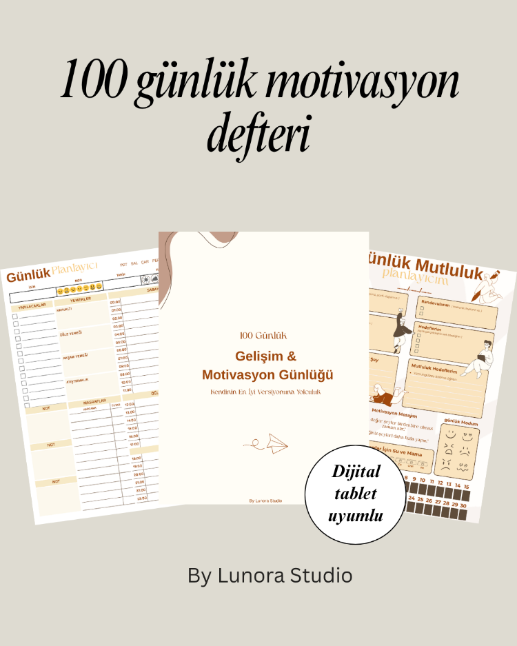 100 Günlük Gelişim & Motivasyon Günlüğü | Minimal Bej Sürüm (Tablet & Yazıcı Uyumlu)