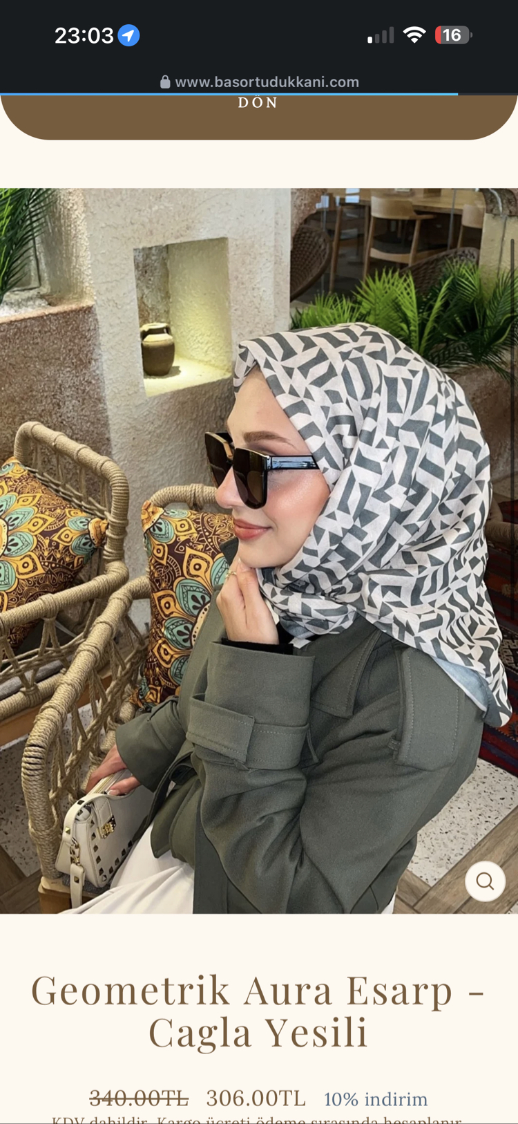 Geometrik Aura Eşarp ( Çağla Yeşili )