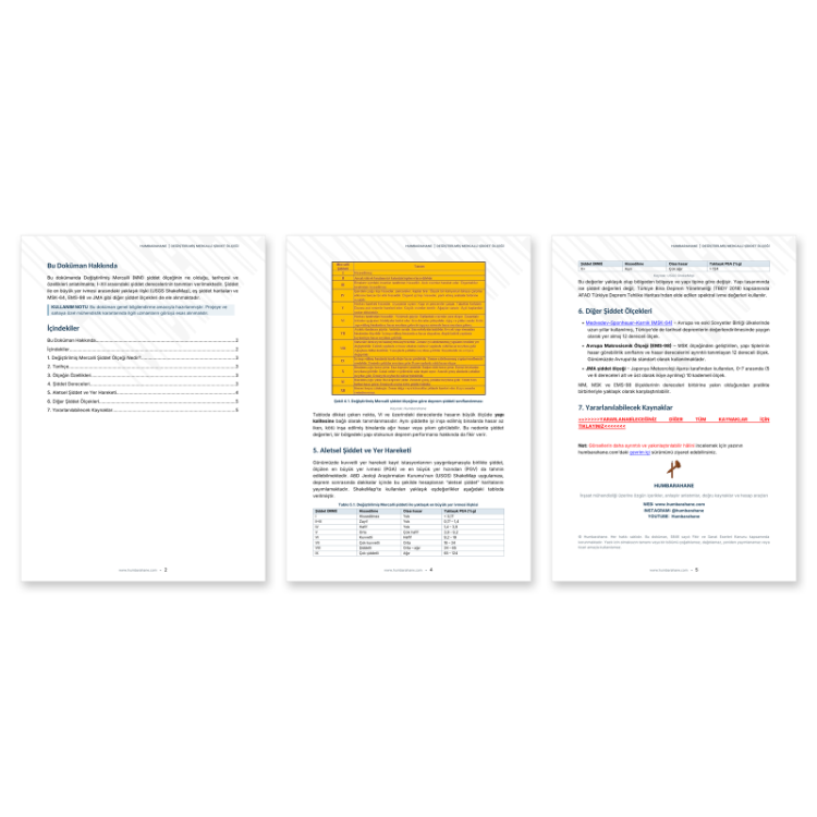Değiştirilmiş Mercalli Şiddet Ölçeği – PDF Doküman (Humbarahane)