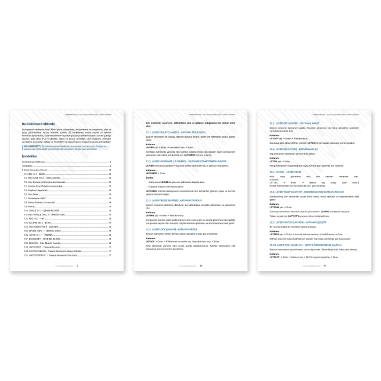 AutoCAD Komutları: Kapsamlı Komut Rehberi – PDF Doküman (Humbarahane)